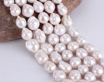 Irregular White Freshwater Pearls, Loose Gemstone Beads (16.5 inch)