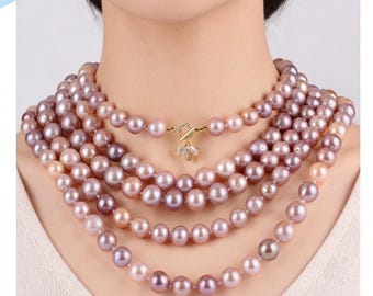 10-11mm Edison Pearl Necklace: Round Freshwater Pearl, Hand-Knotted