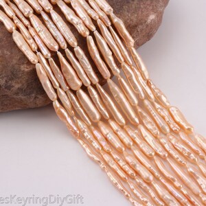 Pink Biwa Stick Pearl Beads, Natural Irregular Freshwater Pearls, Wholesale Loose Beads, DIY Wedding Pearl Supplies/4-6x20-28mm-16pcs--PB002