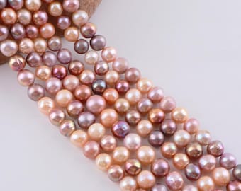10-11mm Edison Pearls, Multi Color Near Round Freshwater Pearl Beads, Good Quality Edison Pearls, Loose Freshwater Pearl--16 inches--ADS0012