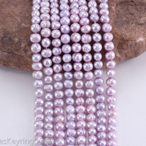 8-9mm Lavender Freshwater Pearl Round Potato Shape Beads, Beautiful Near Round Pearl Beads, Wedding Pearl Beads for Jewelry Making--BHY005-3