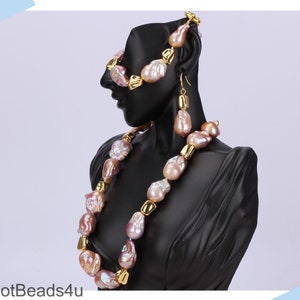 15-18x20-25mm Gorgeous Pink Purple Fireball Pearls, Large Baroque Pearl Necklace Bracelet Earrings, Gift for her, Wedding Necklace Jewelry