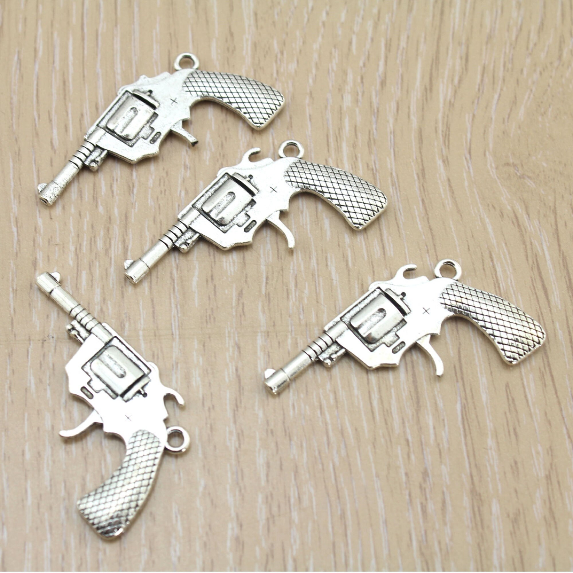 10pcs 25x40mm Gun Charms Antique Silver gun charmsPistol Etsy
