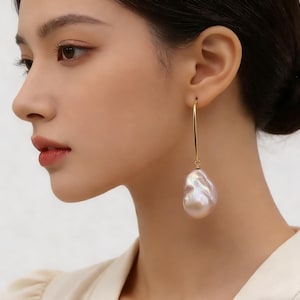 Baroque Pearl Earrings,Natural Freshwater Pearl Earrings,Irregular Pearls,S925 Sliver/Gold Earring Hook,Wedding Bride Earrings,Gift for Her