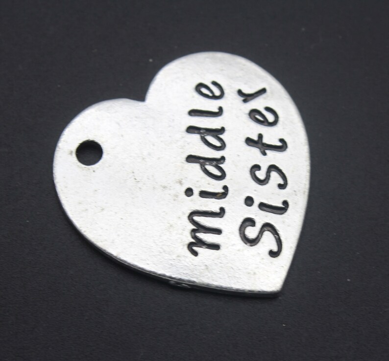 Heart Sister charm pendant,Big sister,Middle sister,Little sister charm,Family Charm,Silver word charm,Bulk charm--30x31mm-YF397-399 3pcs-