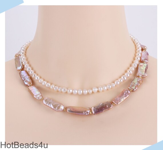 Collar Corto De Cuarzo Rosa Con Perla Biwa Natural - Foto 2