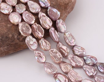 Purple Natural Freshwater Pearls, Light Color Irregular Shape Coin Pearls,Good Luster Loose Pearl,Jewelry Supplies/16x20mm-16inches--NK002-2