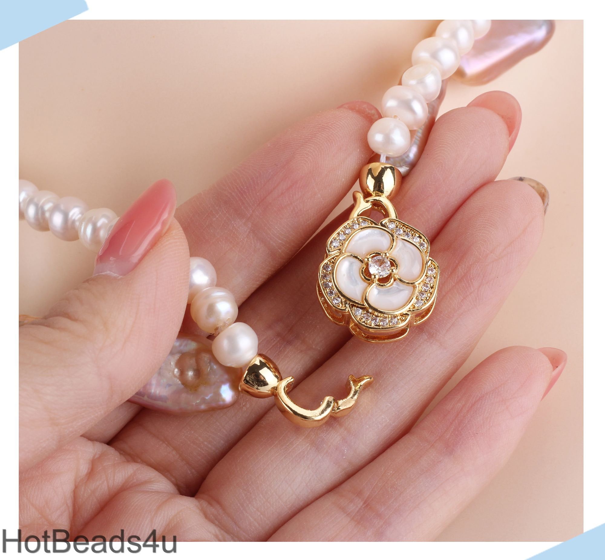 Collar Corto De Cuarzo Rosa Con Perla Biwa Natural - Foto 12