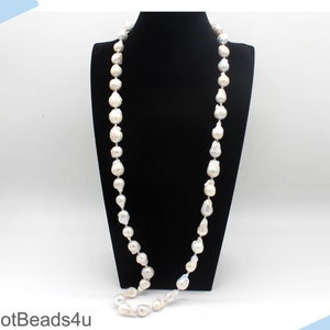 Highly Recommended! Large Baroque Pearl Necklace, White Jumbo Flameball Pearl Necklace,Big Fireball Pearl Necklace,Freshwater Pearl Necklace