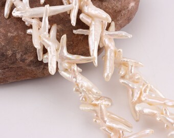 White Cross Freshwater Pearls: Irregular Loose Pearl Jewelry Supplies, 15 Inches