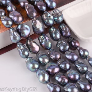 13-14x16-25mm Genuine Baroque Freshwater Pearl, Peacock Black Dazzling Pearls, Natural Cultured Pearl, High Luster pearls, 16inches-YHZ003-2