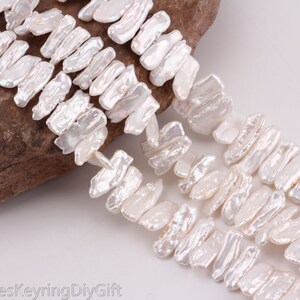 White Biwa Stick Pearls, Wholesale Loose Biwa Pearls, Genuine Natural Freshwater Pearls, Handmade Wedding Jewelry/8-10x20-27mm-52pcs--PB003