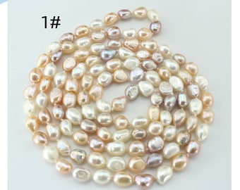 Long Freshwater Pearl Necklace: Nugget Beads, Mixed Color Jewelry, 46 Inches