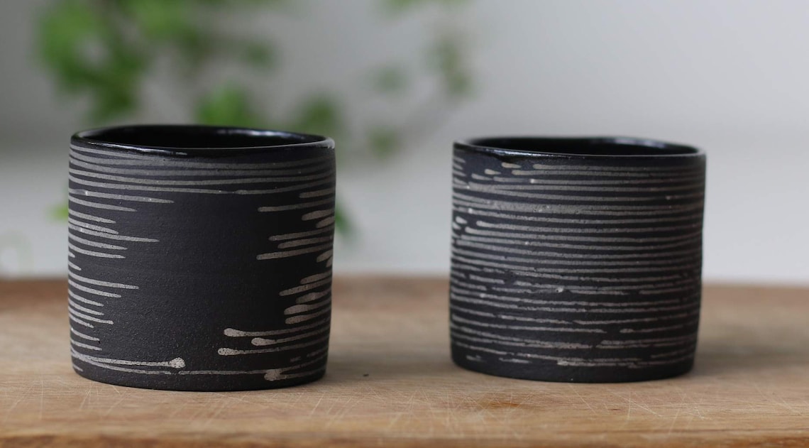 Black Ceramic Espresso Cup Minimalist and Modern Pottery Etsy