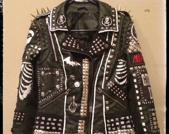 Personalized Gothic Studded Leather Biker Jacket