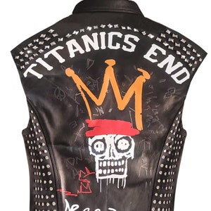 Biker&#39;s Club Wear Pyramid Studs Premium Leather Patches Handmade Vest Jacket