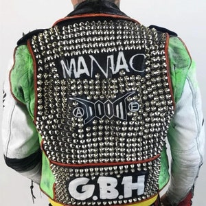 Heavy Metal Cone Studded Patches Jacket, Men&#39;s Bikers Personalized Steampunk Jacket, Customize Brando Motorcycle Gothic Belted Jacket,
