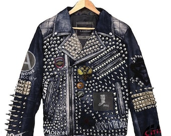 Heavy Studded Lemmy Punk Wear, Men's Personalized Denim Patches