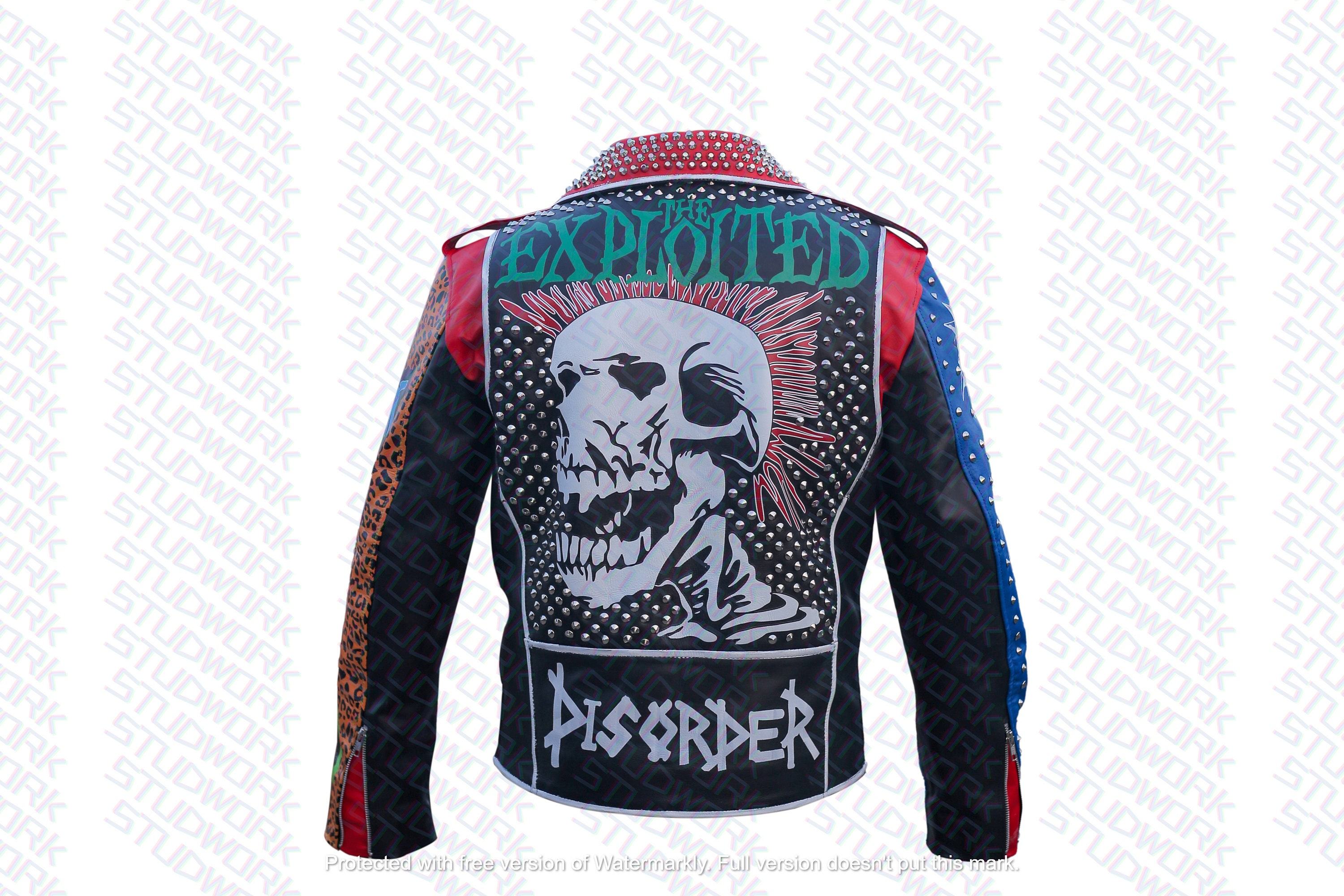 Punk Rock Gothic Studded Jacket, Steampunk Patches Motorbike