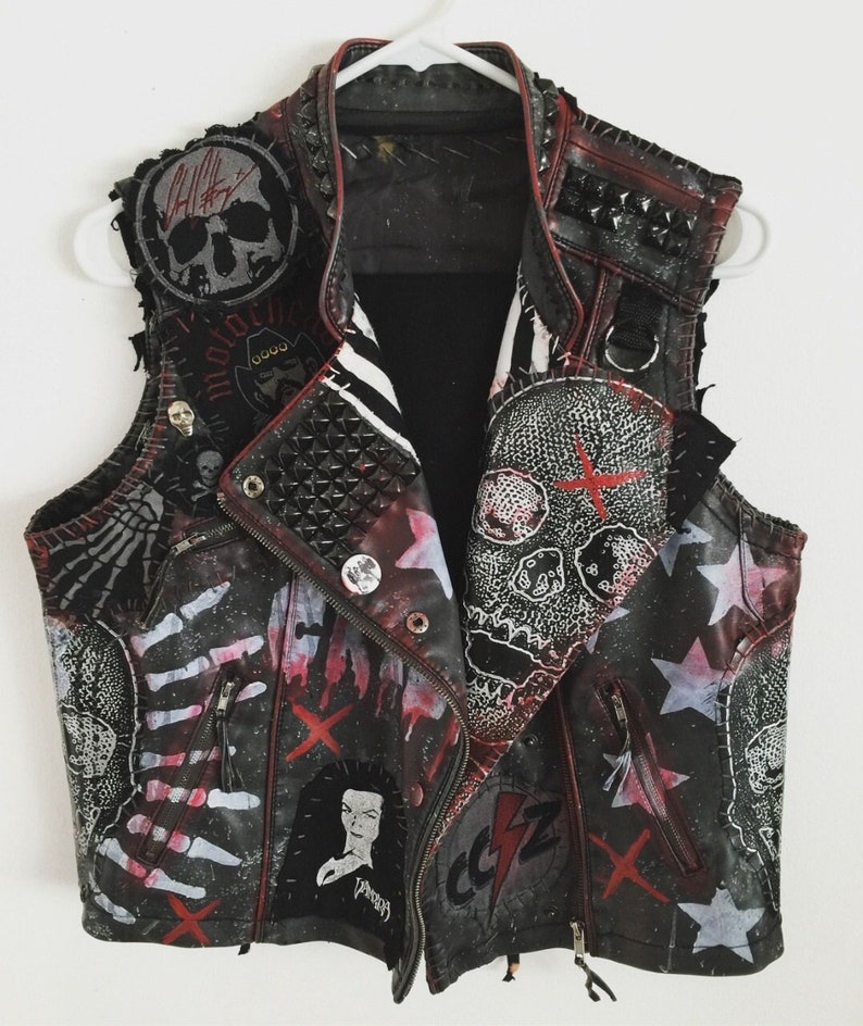 Men's Gothic Studded Vest Jacket, Made To Order Black Genuine Leather Vest Jacket, Personalized Punk Vest Jacket, Bikers Vest Jacket, image 1