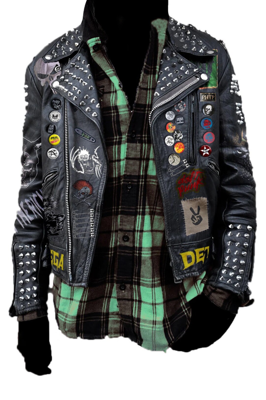JIMSINN ジレベスト Punk パンク ジップ パッチ レザー 革 JIMSINN ジレベスト Punk パンク ジップ パッチ レザー 革