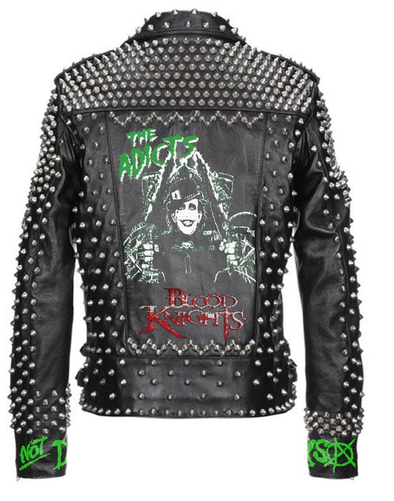 ミュージシャン STUDDED WORK JACKET Studded Button Jacket, Silver Spike Shoulders Jacket, Spiked