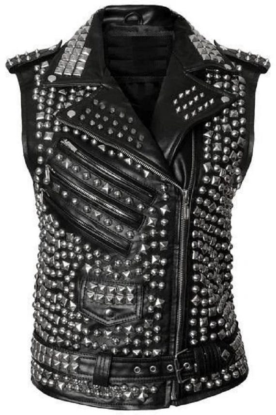 トップス Used Leather Vest APEXFWDT Mens Motorcycle Faux Leather Vests Classic Black
