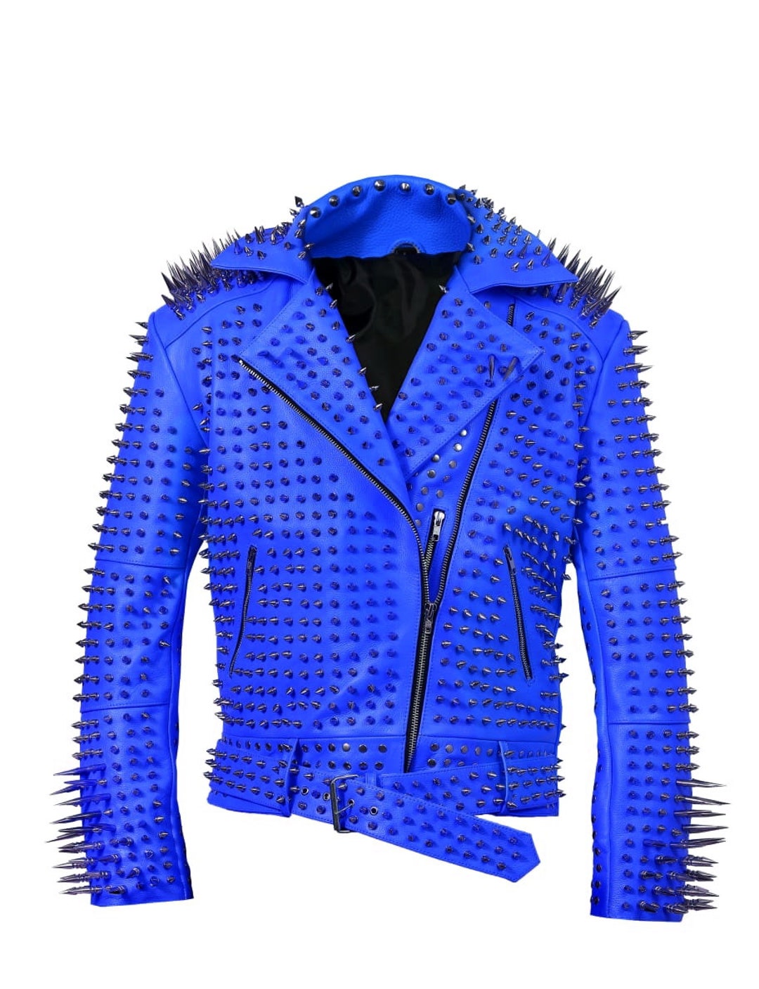 Heavy Metal Spiked Studs Jacket Blue Punk Brando Jacket - Etsy