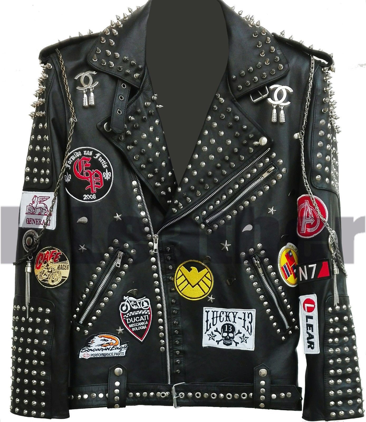 希少✨CUSTOM CULTURE フーデット ジャケット 八の字 羊革 黒 L