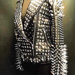 Made to order Hell Raiser leather Full metal studded spiked black biker Punk jacket (699) Stud and spike jacket party wear fashion