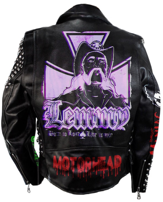 Bomber Black Cow Leather Jacket Men, Motorhead Lemmy Bomber Black Cow Leather Jacket Men, Motorhead Lemmy