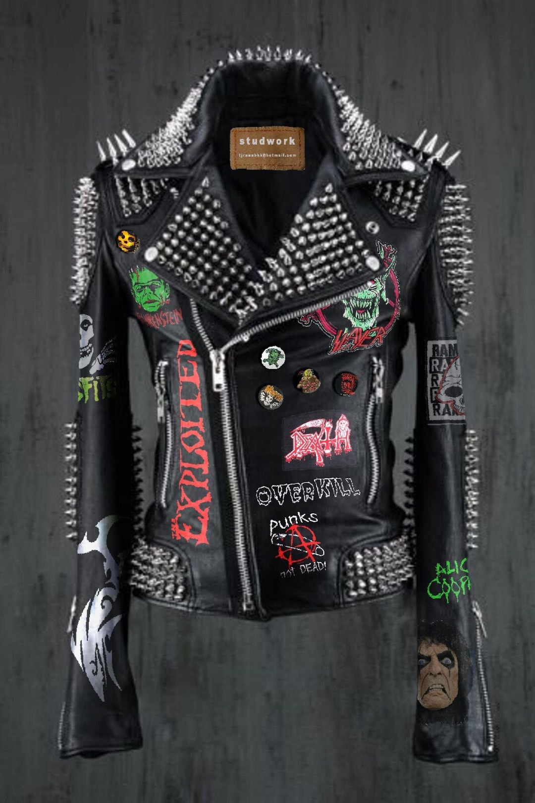 Black Leather Patches Gothic, Alice Cooper Punk Rock, Jacket Men Spiked, Misfit Long Spiked, Rivets Studded Jacket, Ramones Men Outfit, - Etsy Black Leather Patches Gothic, Alice Cooper Punk Rock, Jacket Men Spiked, Misfit Long Spiked, Rivets Studded Jacket, Ramones Men Outfit, - Etsy