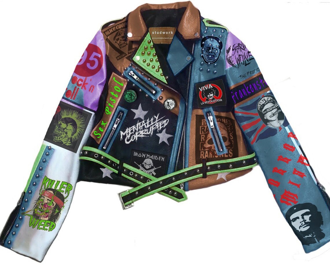 Multi Tone Punk Rock Men's Fashion, Killer Weed Leather