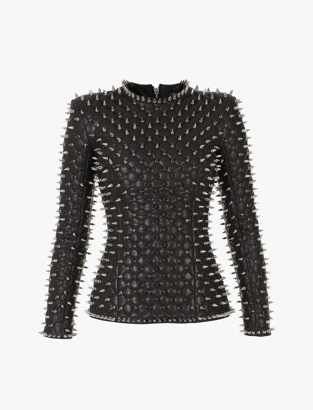 WOMEN Silver Studded Leather Jacket, Spiked Leather Jacket, Women Steam ...