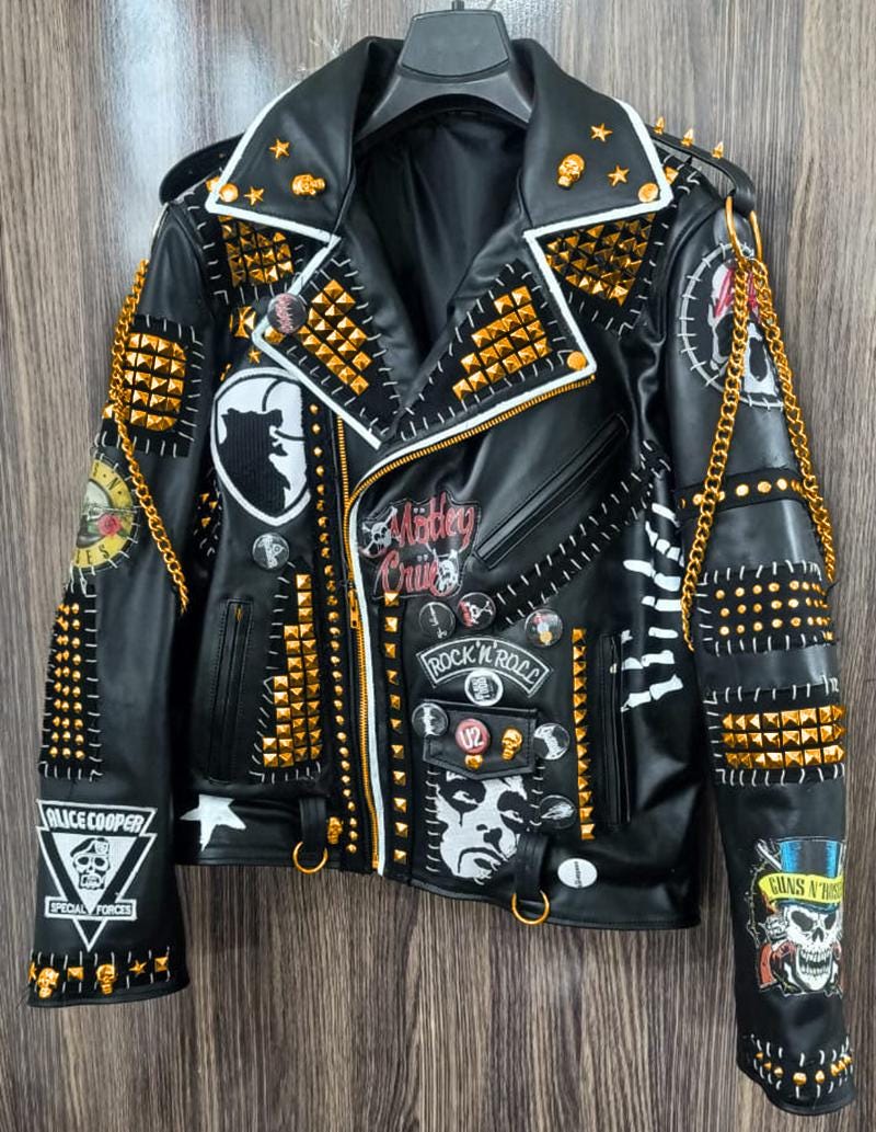 Men's Multicolor Alice Cooper Guns N' Roses Skull & Bones Patches
