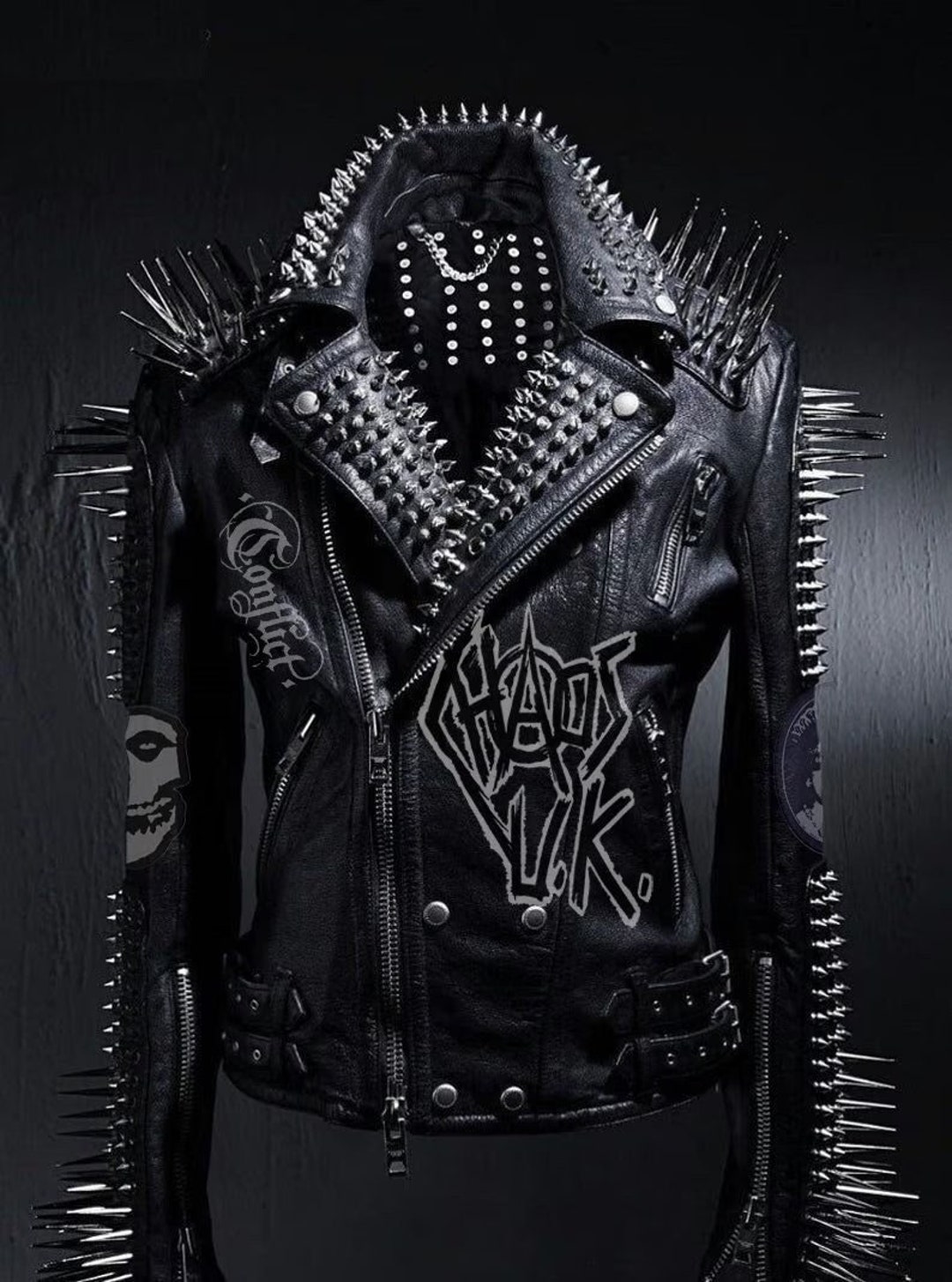 Punk Rock Gothic Patchwork Men's, Steampunk Spiked Studded Punk Rock Gothic Patchwork Men's, Steampunk Spiked Studded