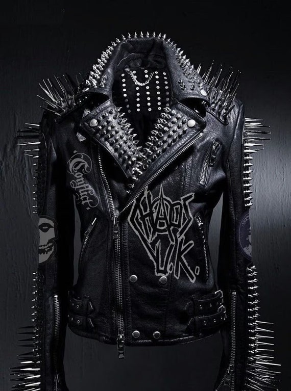 Punk Rock Gothic Patchwork Men's, Steampunk Spiked Studded, Chaos