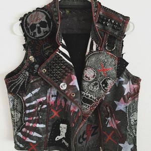 Men's Gothic Studded Vest Jacket, Made To Order Black Genuine Leather Vest Jacket, Personalized Punk Vest Jacket, Bikers Vest Jacket, image 2