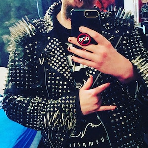 poshmarkshop Men Extreme Silver Giant Spike Studs Jacket