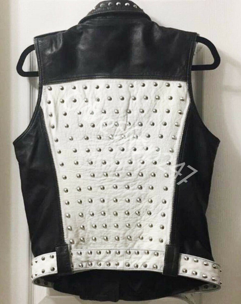 Woman Leather Studded Vest Handmade Two Tone Studded Leather | Etsy