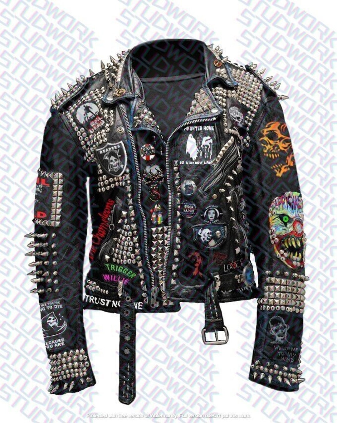 PUNK Spiked Studs Patches Leather Men Jacket Punk Jacket - Etsy