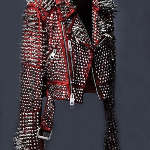 Women Spiked Steam Punk Studded Leather Jacket Rockers Etsy