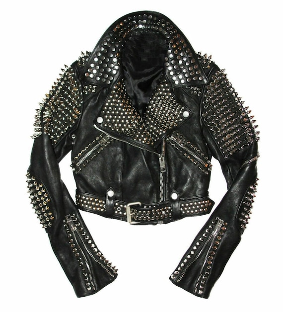 Studded leather hotsell jacket mens