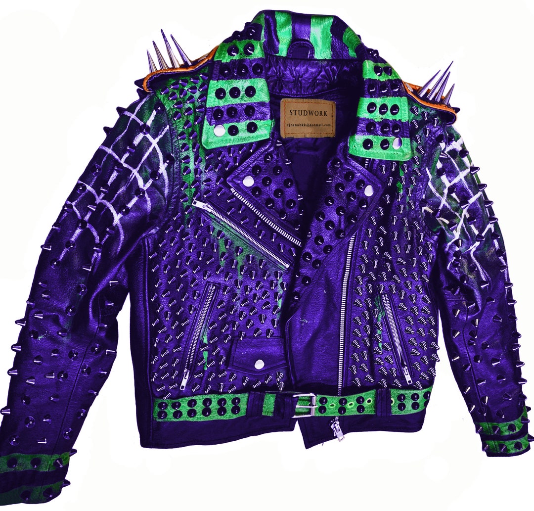 Purple leather deals jacket mens