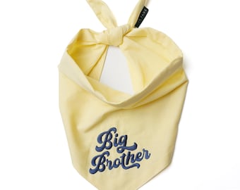 Embroidered Big Brother Dog Bandana - Yellow