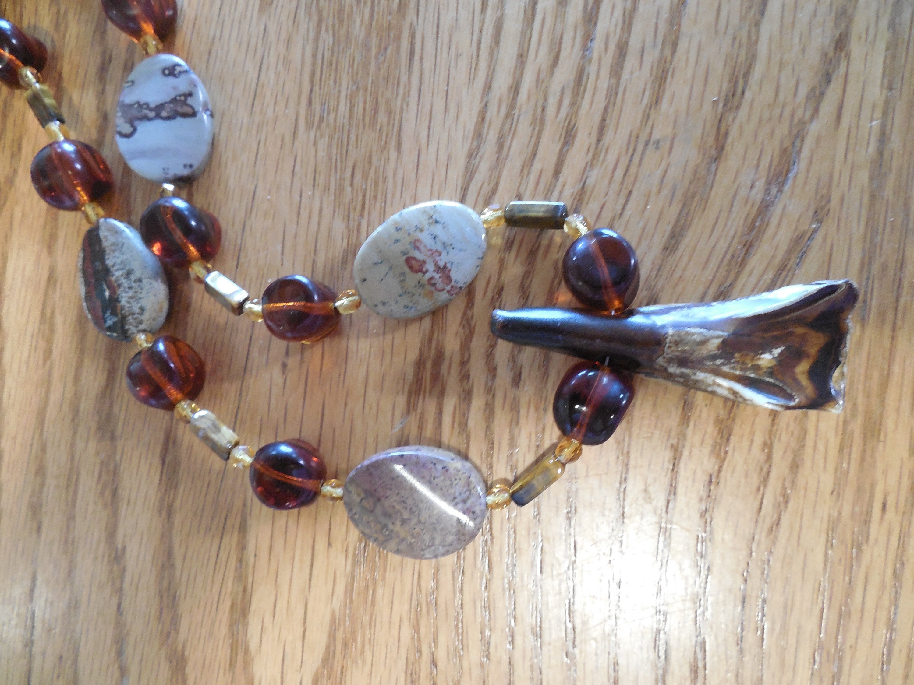Bison Tooth Pendant With Jasper & Tiger Eye Beads - Etsy UK