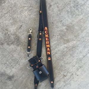 Firefighter Custom Leather Radio Strap Set