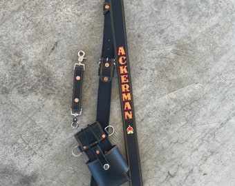 Firefighter Custom Leather Radio Strap Set