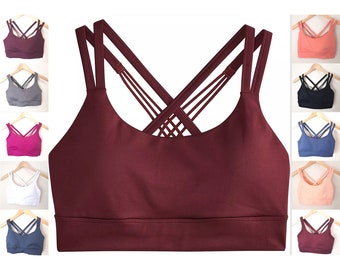 Sports Bra Non-Wired Removable Padding Strappy Back Soft Gym Top Brand New