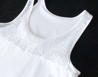 Women's camisole lace detail light control soft support vest top white